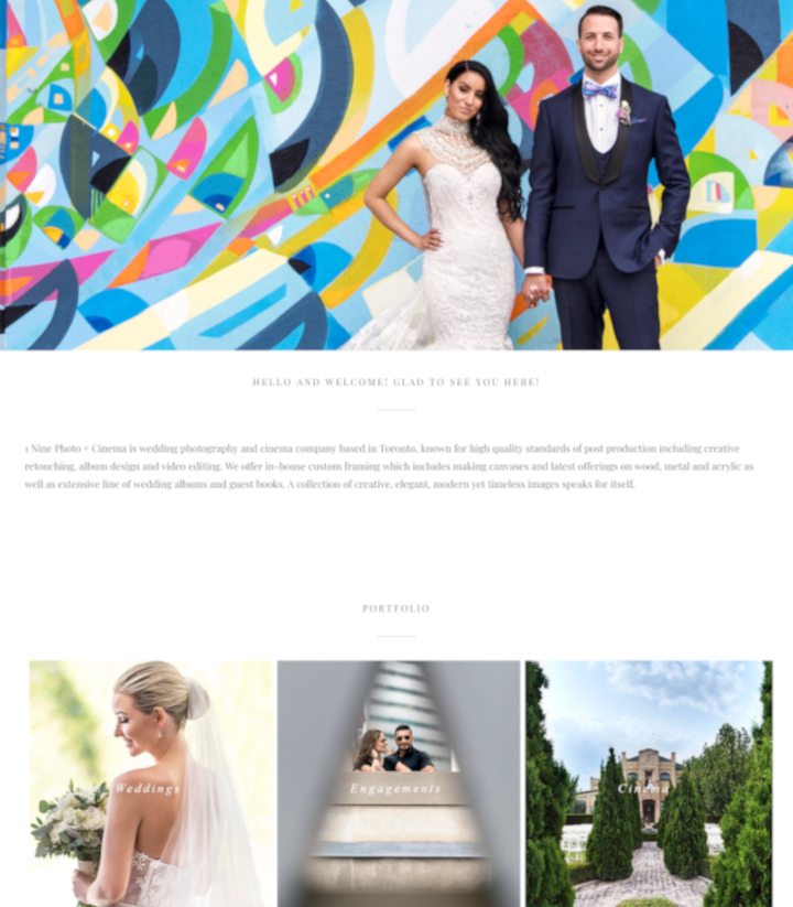 1Nine Photo & Cinema - custom web development with CMS on WordPress.